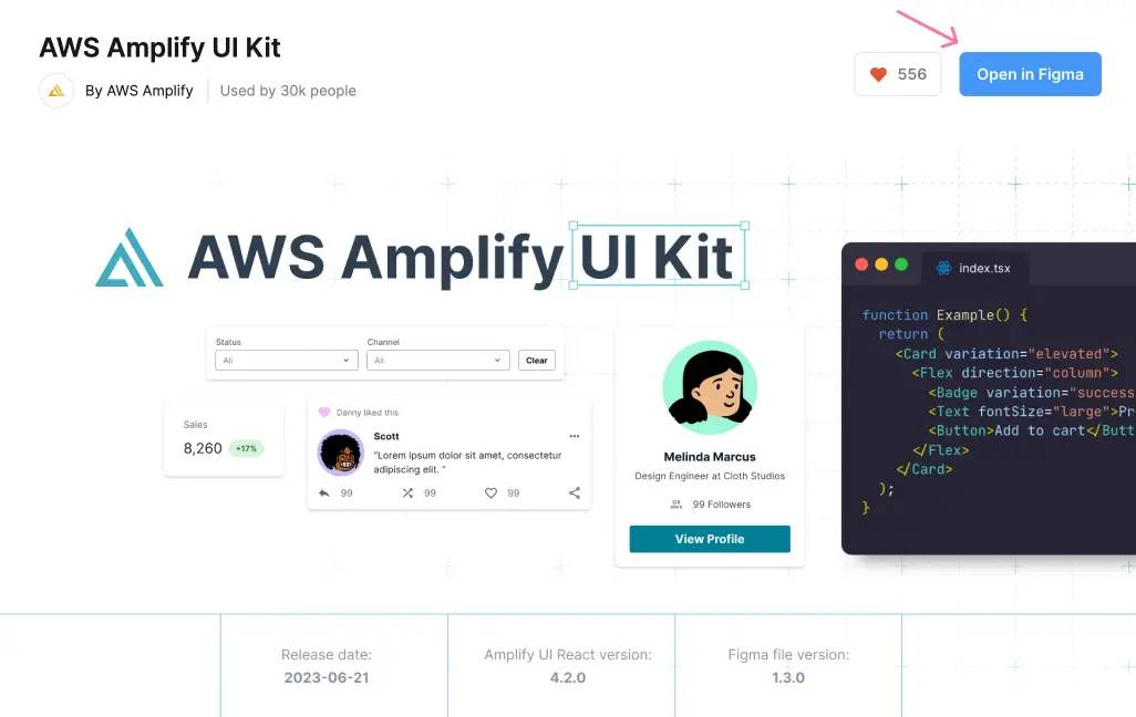 Duplicate the AWS Amplify UI kit by clicking on "open in Figma"