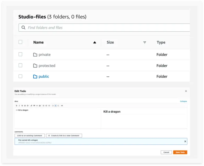 Screenshot showing Amplify Studio's data manager