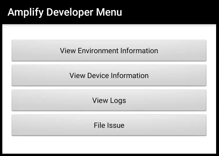 Amplify Android Developer Menu