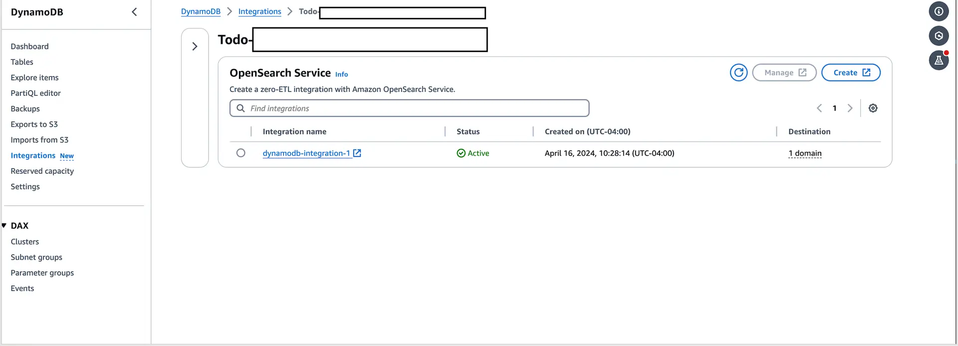 A screenshot displaying the OpenSearch OSIS pipeline created within the 'Ingestion -> Pipelines' section of the OpenSearch Console.