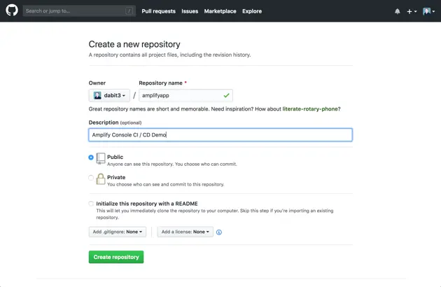 Create a new GitHub repo for your app