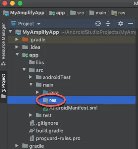 Screenshot of the res folder in Android Studio's project explorer, from the path mentioned above