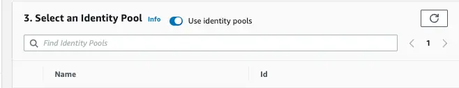Enabled "Use identity pools" option being shown to import an Amazon Cognito identity pool resource